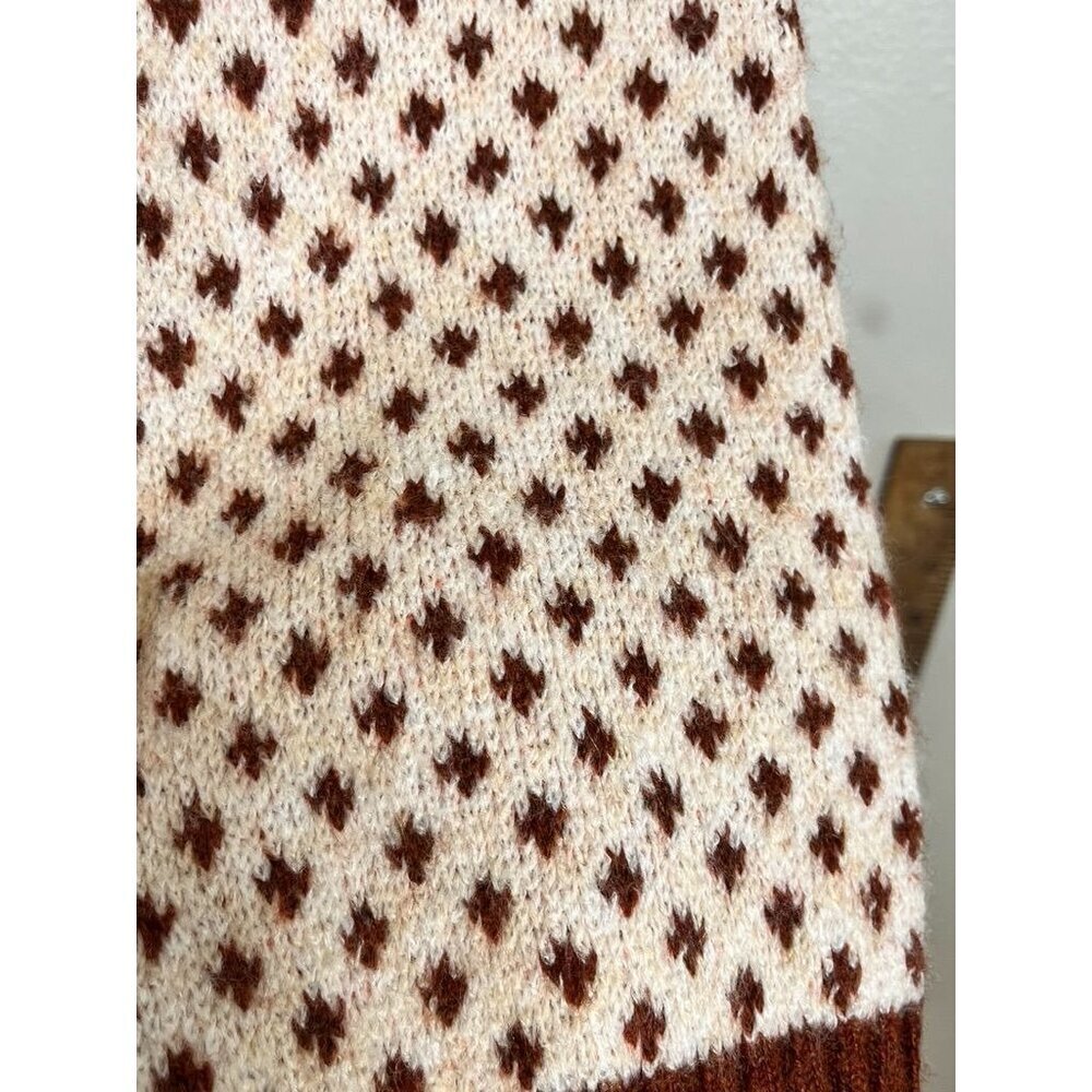Retro Knit Christmas Sweater Brown XL Roll Neck Western Boho Festive Holiday - Picture 4 of 12